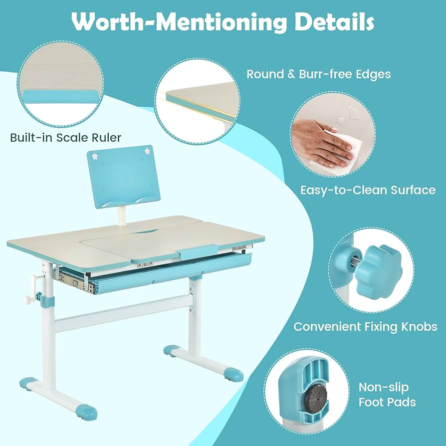 Amazon.com: Costzon Kids Desk, Ergonomic Height-Adjustable